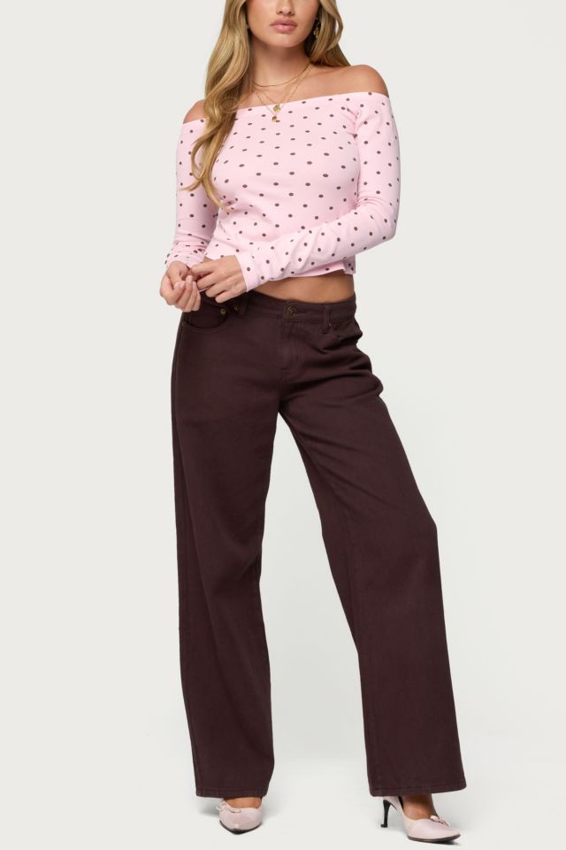 Edikted Leandra Off Shoulder Polka Dot Top #1
