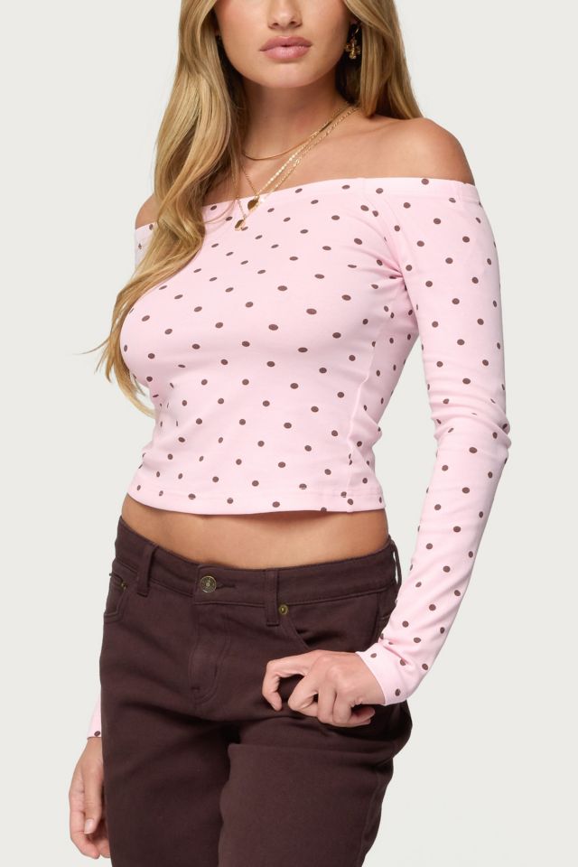 Edikted Leandra Off Shoulder Polka Dot Top #2