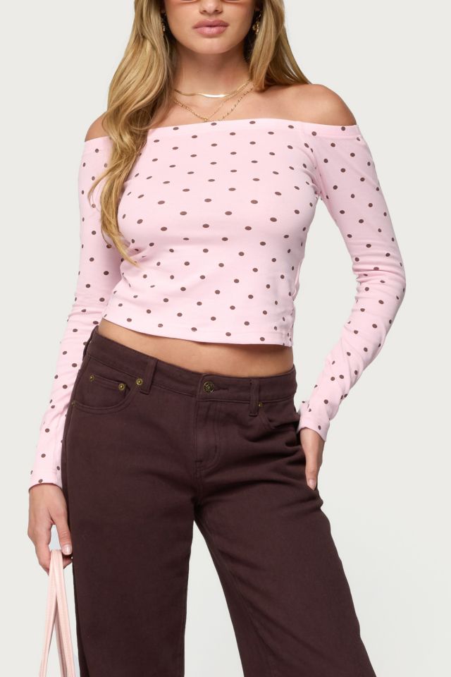 Edikted Leandra Off Shoulder Polka Dot Top #3