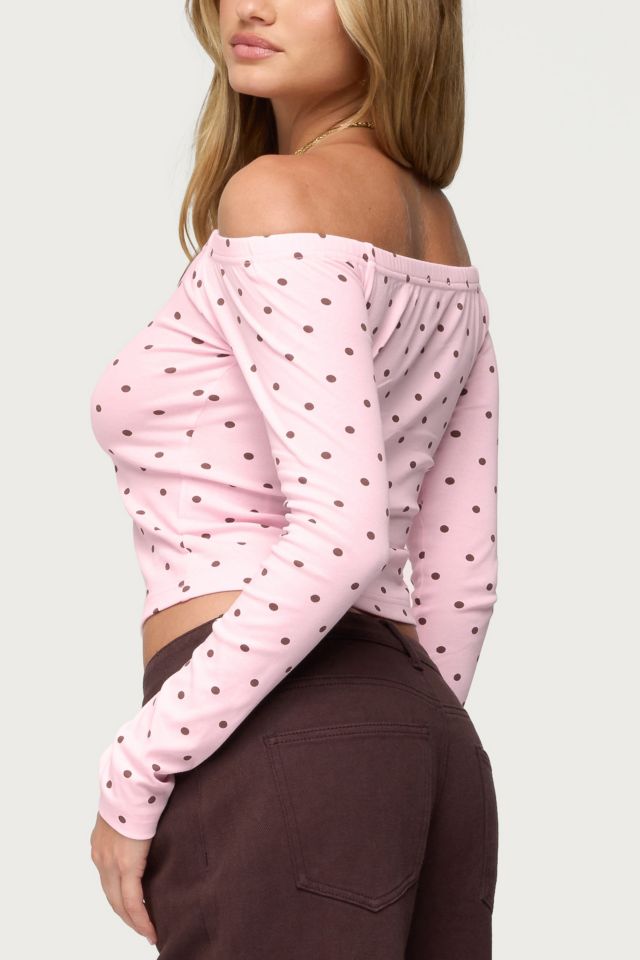 Edikted Leandra Off Shoulder Polka Dot Top #4