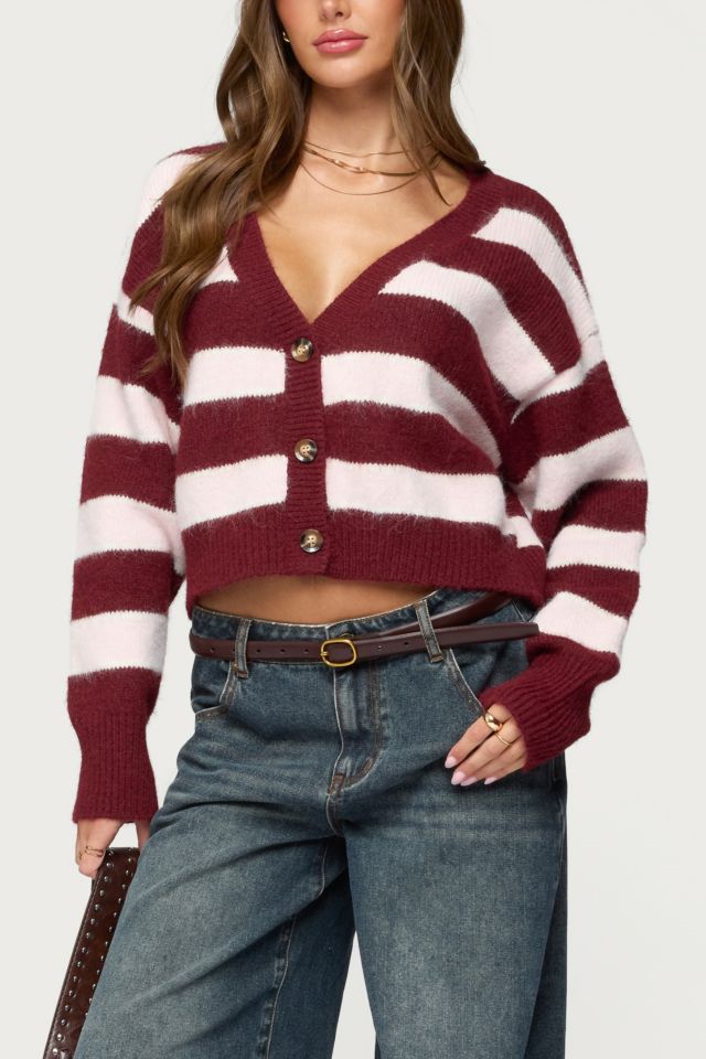 Edikted Kaz Striped Knit V Neck Cardigan #3