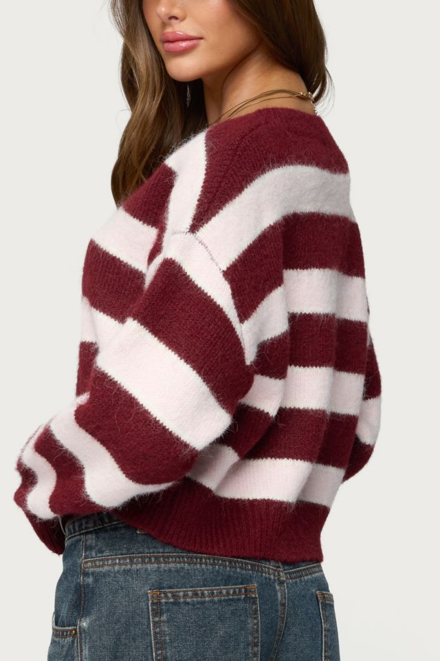 Edikted Kaz Striped Knit V Neck Cardigan #4