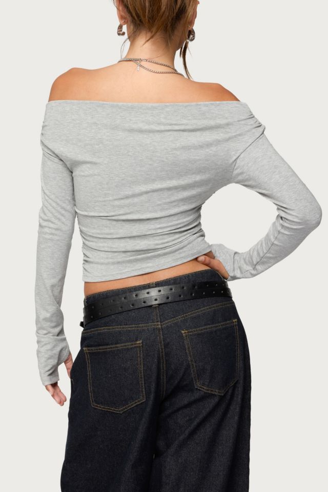Edikted Milane Ruched Off Shoulder Ribbed Top #4