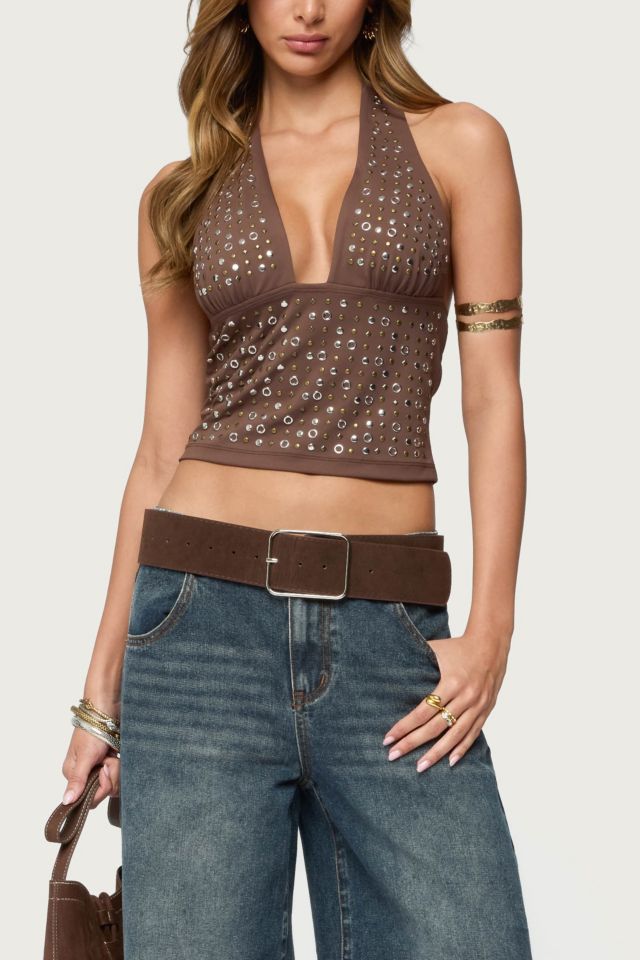 Edikted Jackie Stud & Grommet Halter Top #3