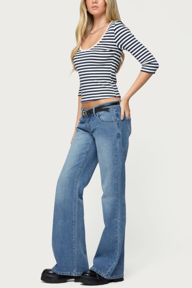 Edikted Poppie Striped V Neck Top #1