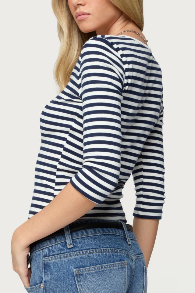Edikted Poppie Striped V Neck Top #4