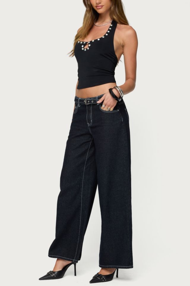 Edikted Coraline Button Cutout Halter Top #1