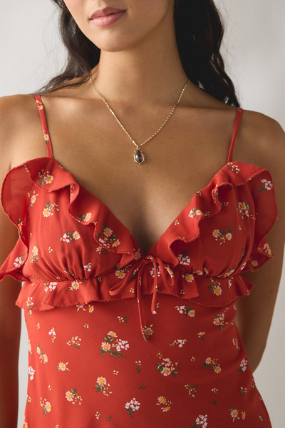 Kiss The Sky Uma Ruffle Floral Slip Mini Dress