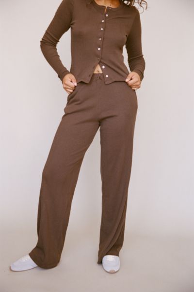 Rat Boi Pointelle Easy Pant In Cocoa, Women's At Urban Outfitters In Brown