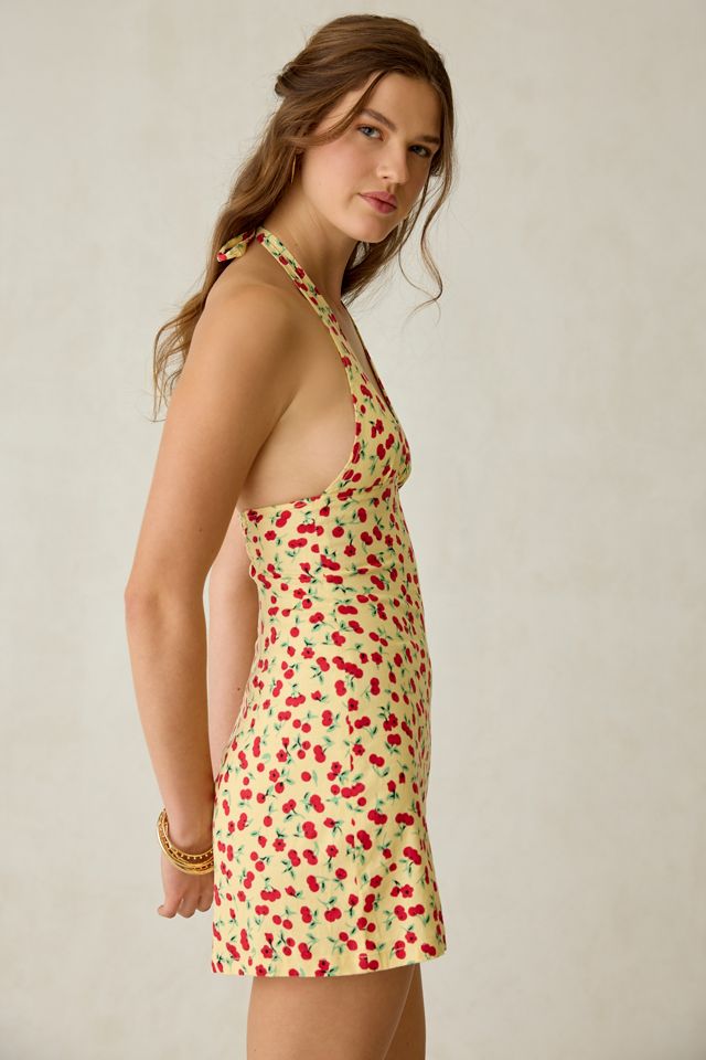 slim fit dress slacks Ruched Smocked Halter Floral Ruffle Hem Mini Dress main image 1