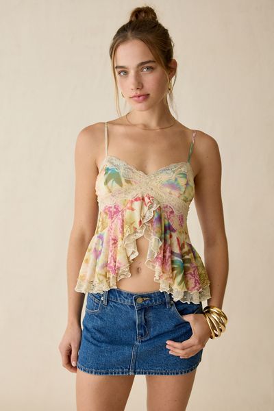 イ*中様 Riu Sheer pleats flower tops＆ mini Out From Under Clarise Sheer Rose Floral Lace Turtleneck Top