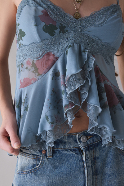 Kimchi Blue Ella Flyaway Ruffle Lace Trim Cami