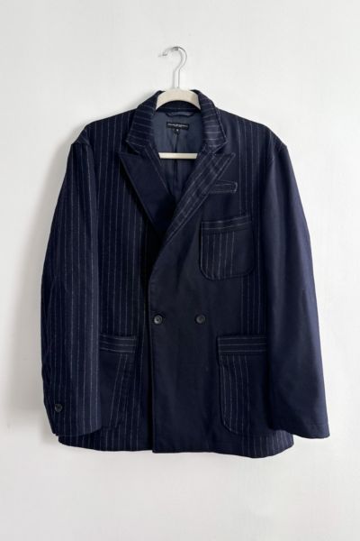 Engineered Garments Navy Wool Pinstripe Blazer