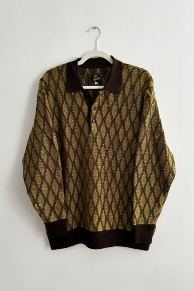 Needles Jacquard Long Sleeve Knitted Polo