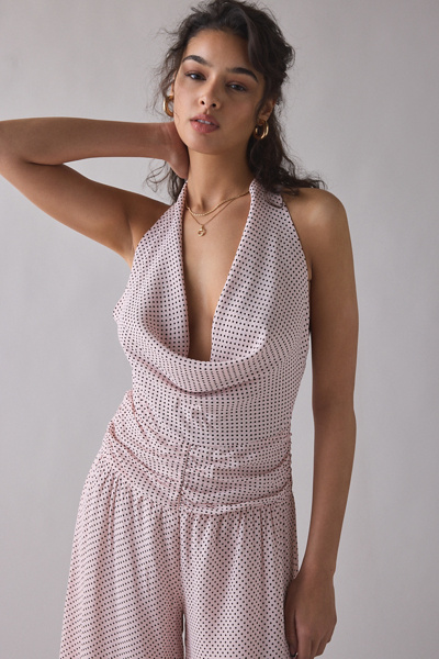 AFRM Robin Mauve Clip Dot Cowl Neck Balloon Leg Jumpsuit