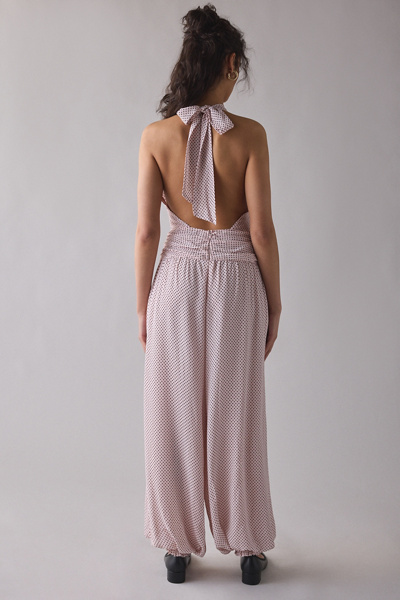 AFRM Robin Mauve Clip Dot Cowl Neck Balloon Leg Jumpsuit