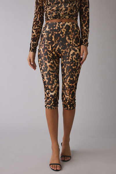 AFRM Gianna Animal Print Mesh Capri Pant