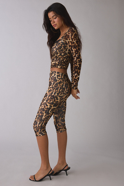 AFRM Gianna Animal Print Mesh Capri Pant