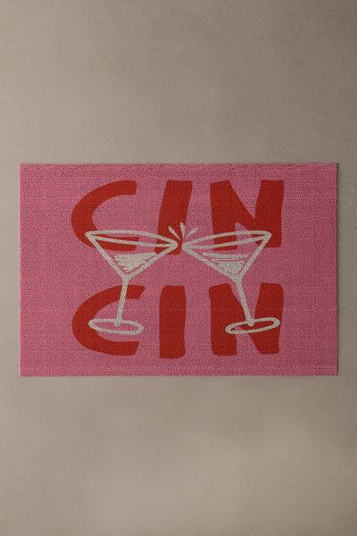 thespacehouse Cin Cin Cheers Martini Cocktail Doormat