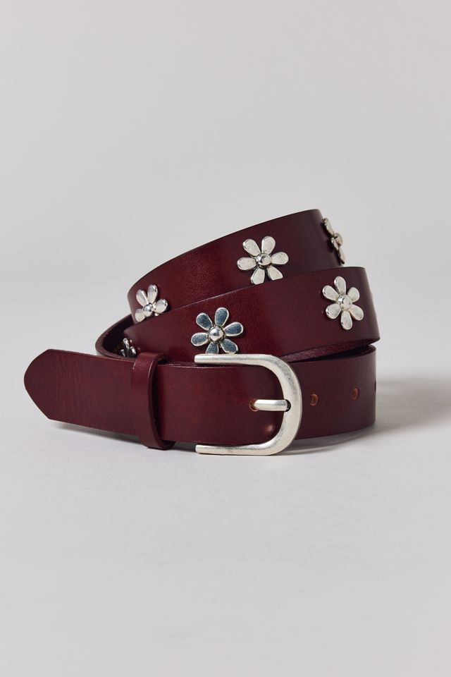 In Bloom Flower Studded Leather Belt | Urban Outfitters display picture 2