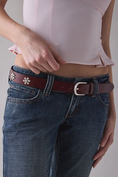 In Bloom Flower Studded Leather Belt
