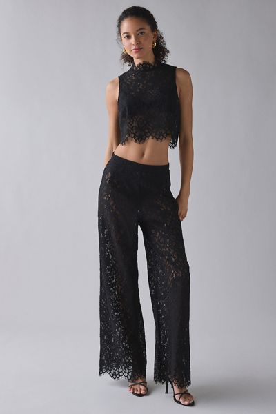 Pantalon à jambe large en dentelle transparente Pamela AFRM