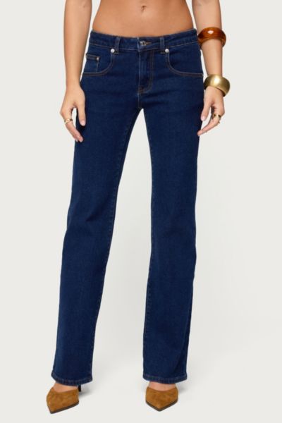 Edikted Jemima Low Rise Straight Leg Jeans In Blue