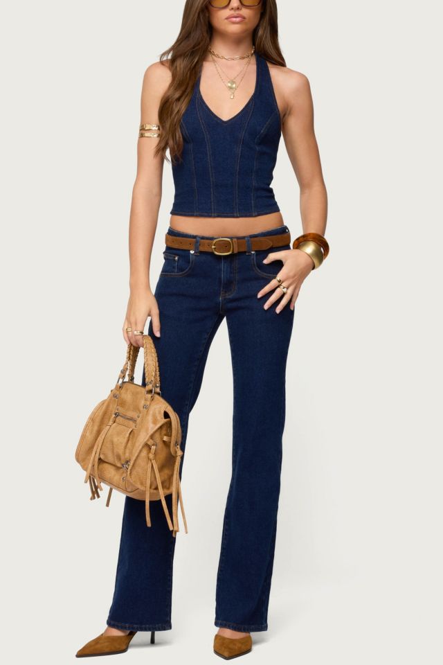 Edikted Jemima Contrast Stitch Low Rise Jeans #1