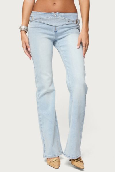 Edikted Kenza Belted Low Rise Flared Jeans