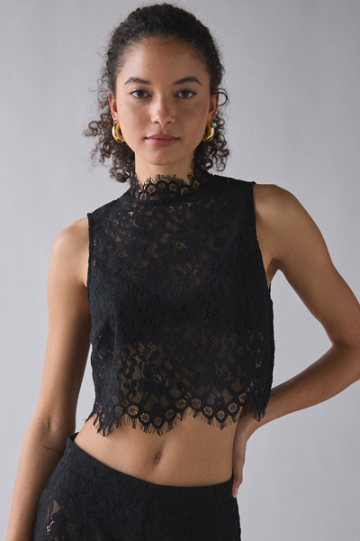 AFRM Cayne Sheer Lace High Neck Tank Top | Urban Outfitters