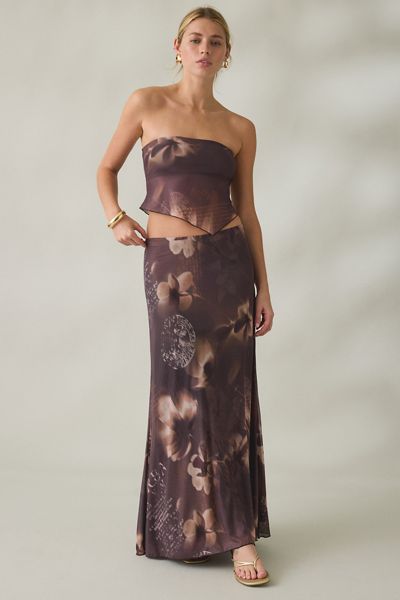 UO Shimmer Haze Printed Mesh Skirt 2-Piece Set