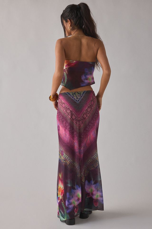 UO Shimmer Haze Printed Mesh Skirt 2-Piece Set #2