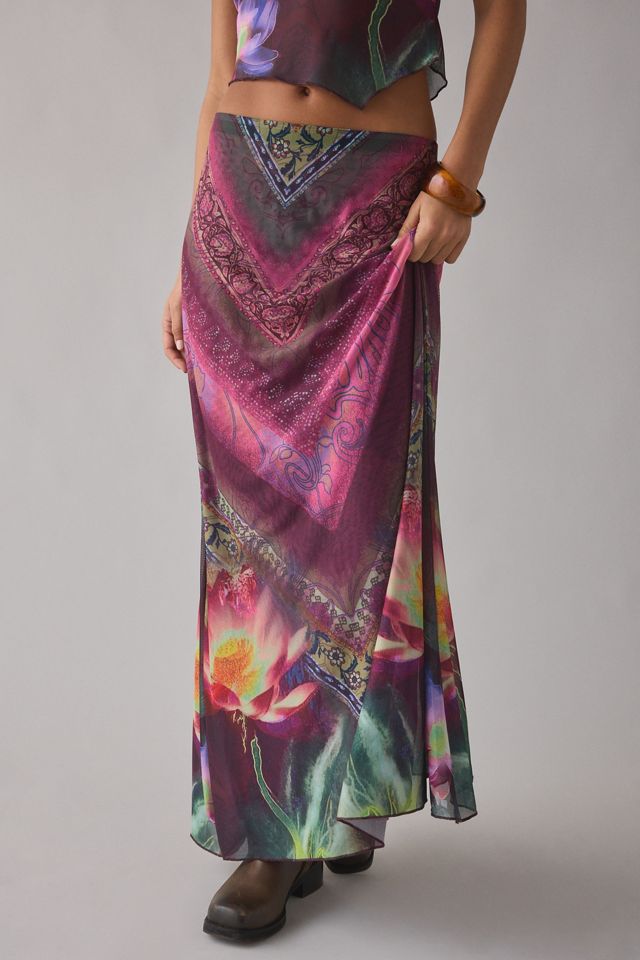 UO Shimmer Haze Printed Mesh Skirt 2-Piece Set #3