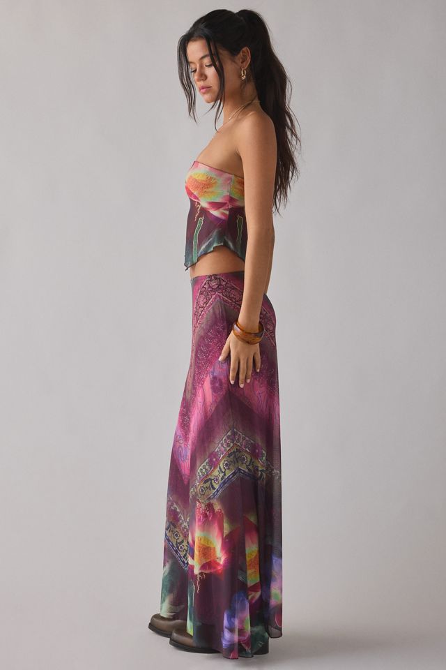 UO Shimmer Haze Printed Mesh Skirt 2-Piece Set #4