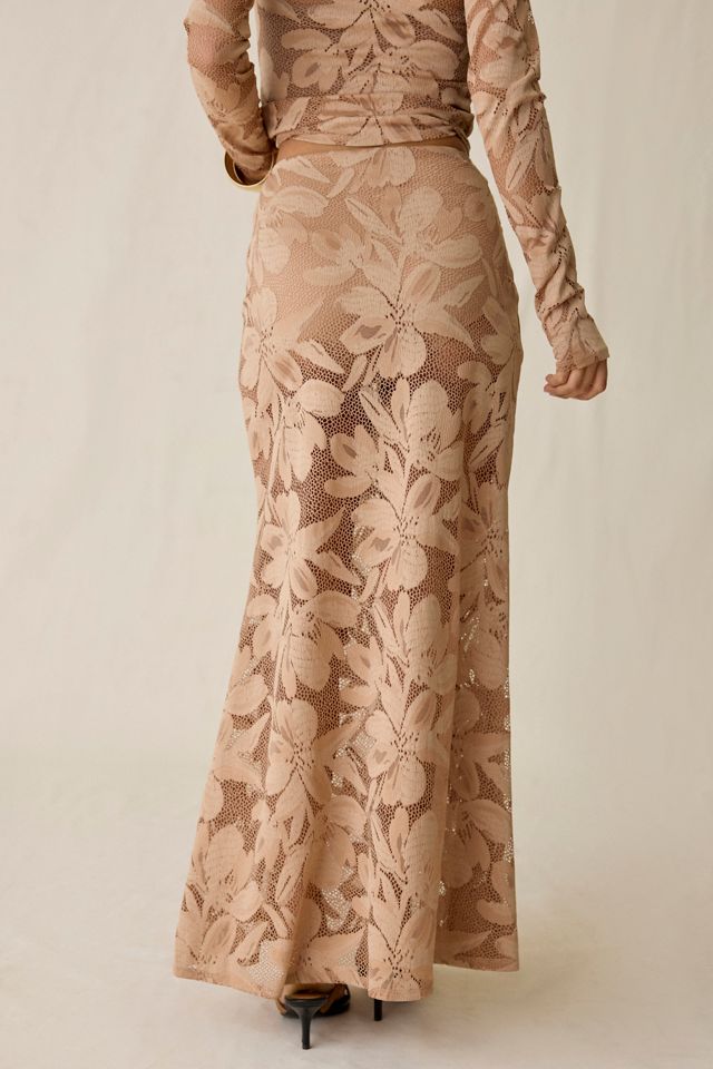 Jupe maxi en dentelle transparente Tilly Almond AFRM #2
