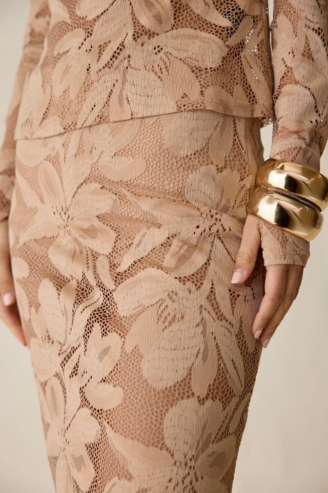 Jupe maxi en dentelle transparente Tilly Almond AFRM #4