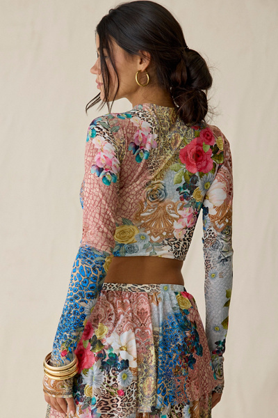 AFRM Loralei Iris Patchwork Mesh Long Sleeve Top