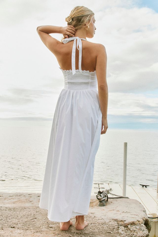 Kimchi Blue Tea Time Basque Waist Halter Midi Dress | Urban Outfitters