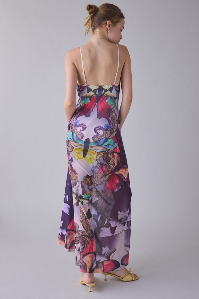 AFRM Rivka Ornate Butterfly Sheer Mesh Maxi Dress | Urban Outfitters