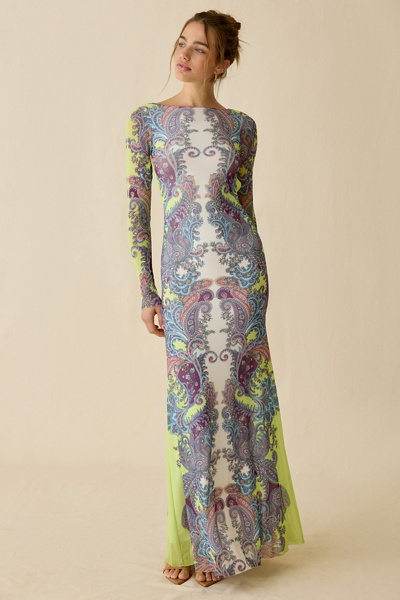 AFRM Talmo Mesh Backless Long Sleeve Maxi Dress | Urban Outfitters