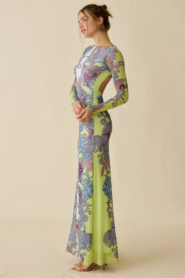AFRM Talmo Mesh Backless Long Sleeve Maxi Dress #2