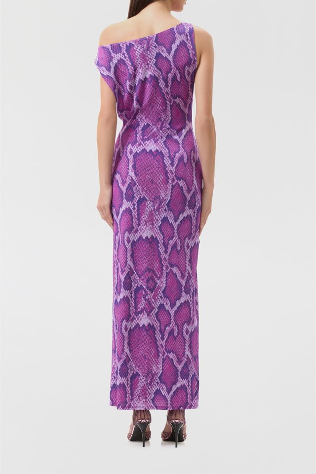 AFRM Saffron Cactus Snake Asymmetric Off-Shoulder Maxi Dress #1