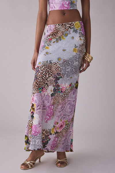 AFRM Ansley Natural Patchwork Chiffon Maxi Skirt