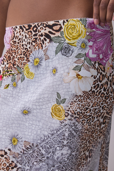 AFRM Ansley Natural Patchwork Chiffon Maxi Skirt