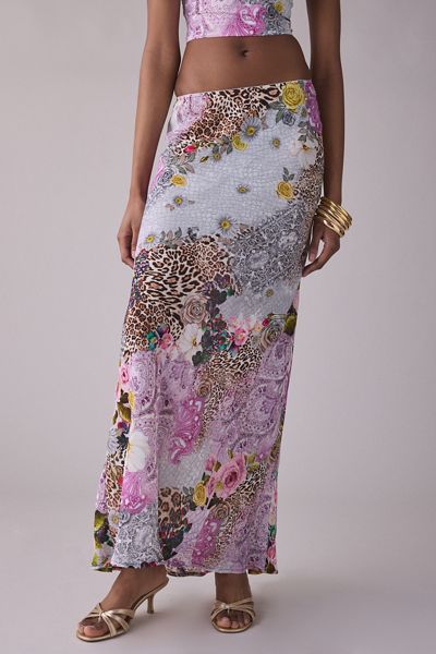 AFRM Ansley Natural Patchwork Chiffon Maxi Skirt