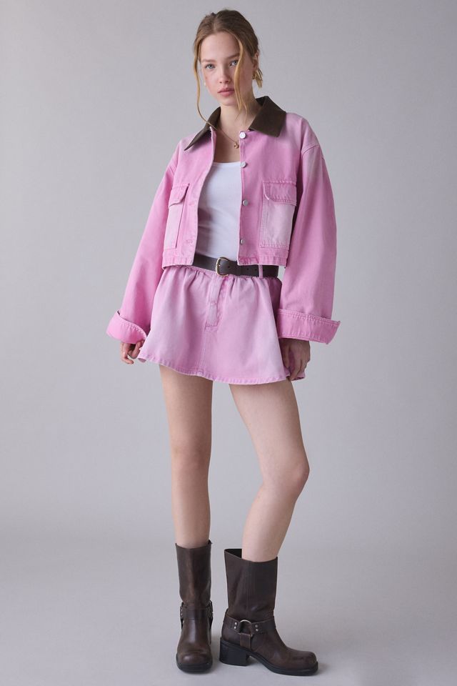 AFRM Tanner Soft Pink Wash Denim Crop Utility Jacket | Urban
