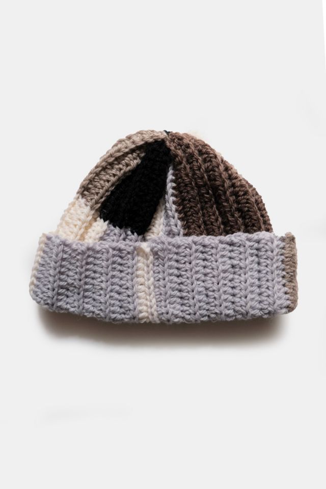 MARVES new york Upcycled Scrap Yarn Crochet Short Roll Beanie #1