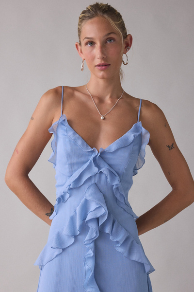Lulus Jamie Cascading Ruffle High-Low Maxi Dress