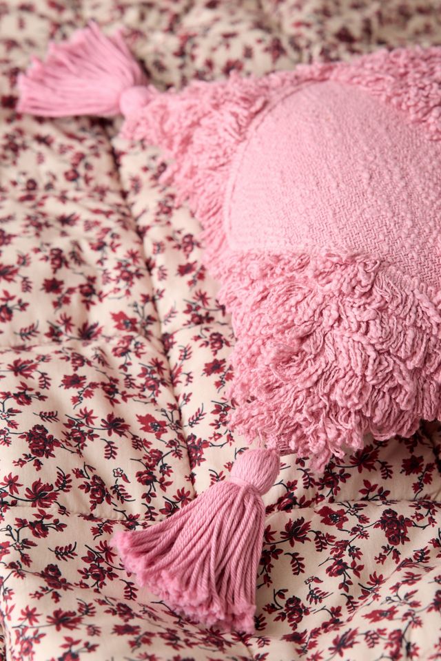 Coussin décoratif à franges à motif diamant Rumi Shaggy #1
