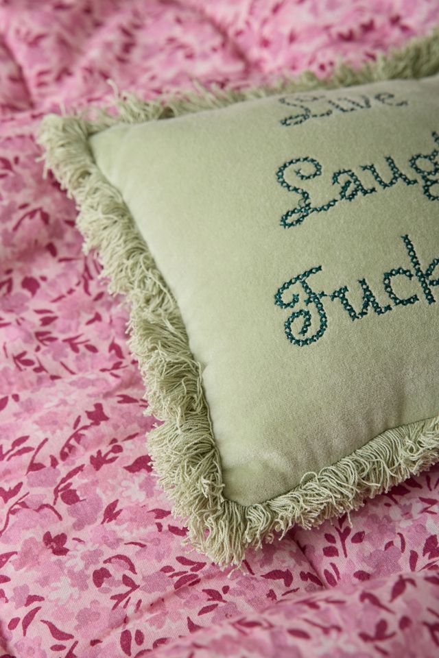 Live, Laugh, F-Off Embroidered Throw Pillow | Urban Outfitters